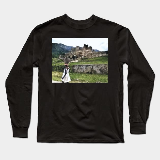 Colorized vintage photo Haitian Sans Souci Long Sleeve T-Shirt by In Memory of Jerry Frank